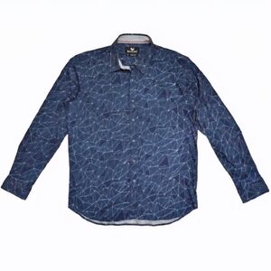 Buttercloth Men's Dress Shirt XL Cotton Regular Fit Long Sleeve Blue White Soft